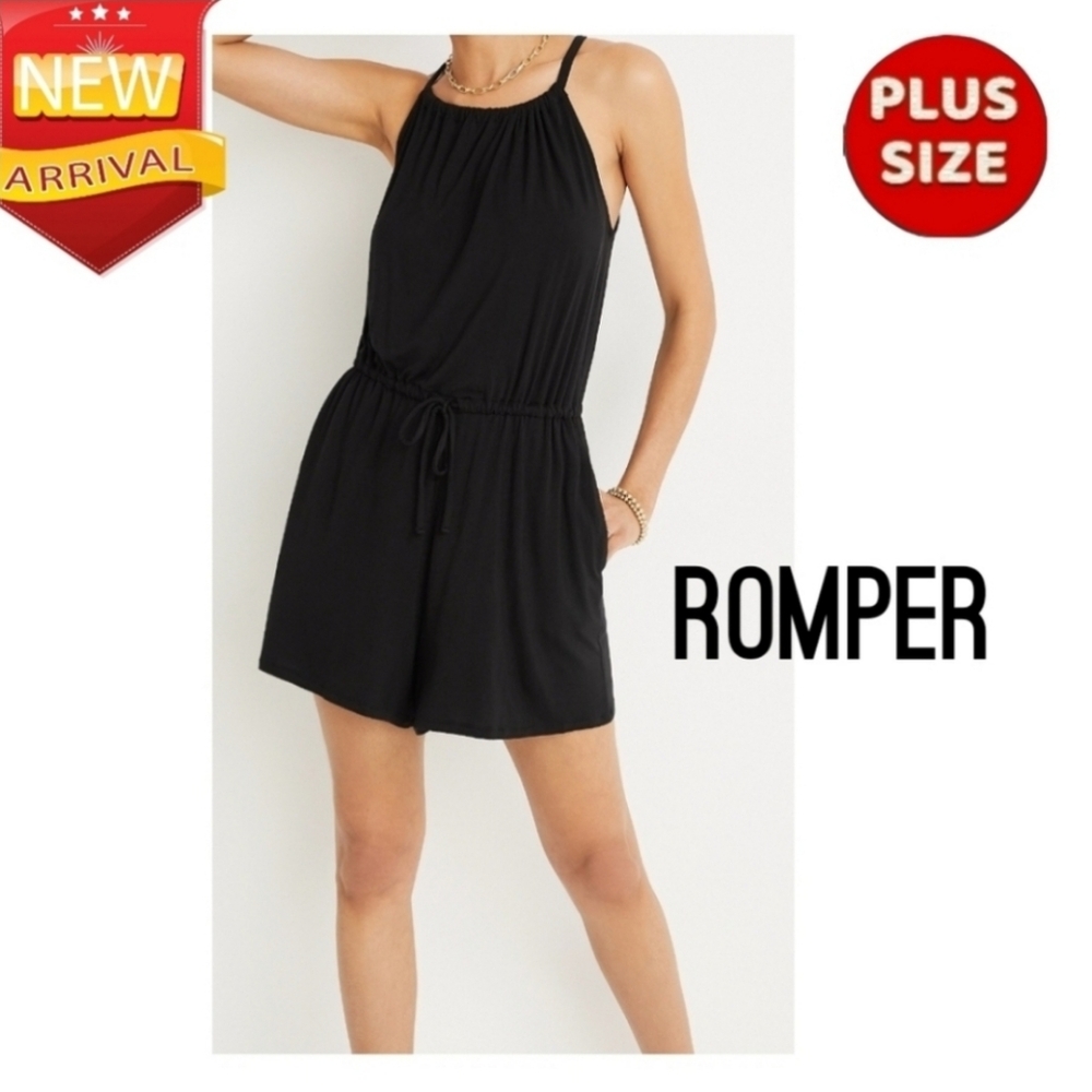 Maurices 24/7 Solid Romper XXL BLACK